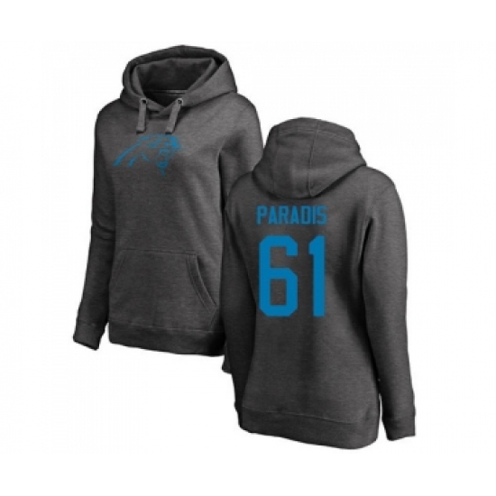 Football Women's Carolina Panthers #61 Matt Paradis Ash One Color Pullover Hoodie - Ujersey Shop