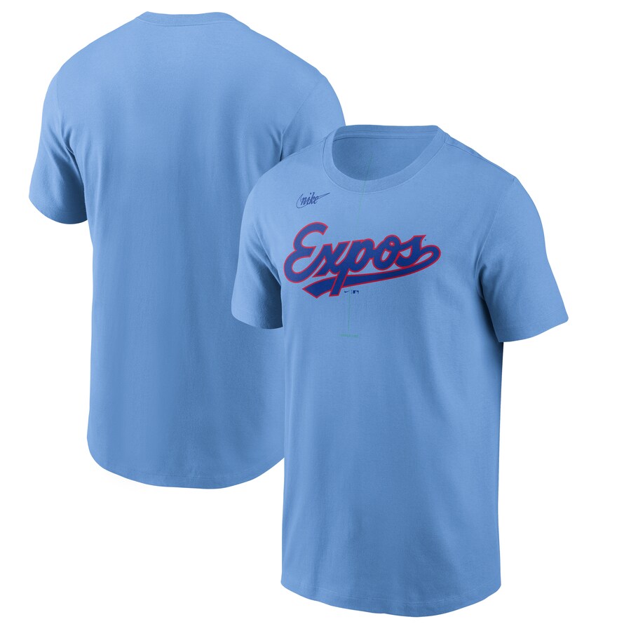Men's Montreal Expos Nike Powder Blue Cooperstown Wordmark T-Shirt - Ujersey Shop