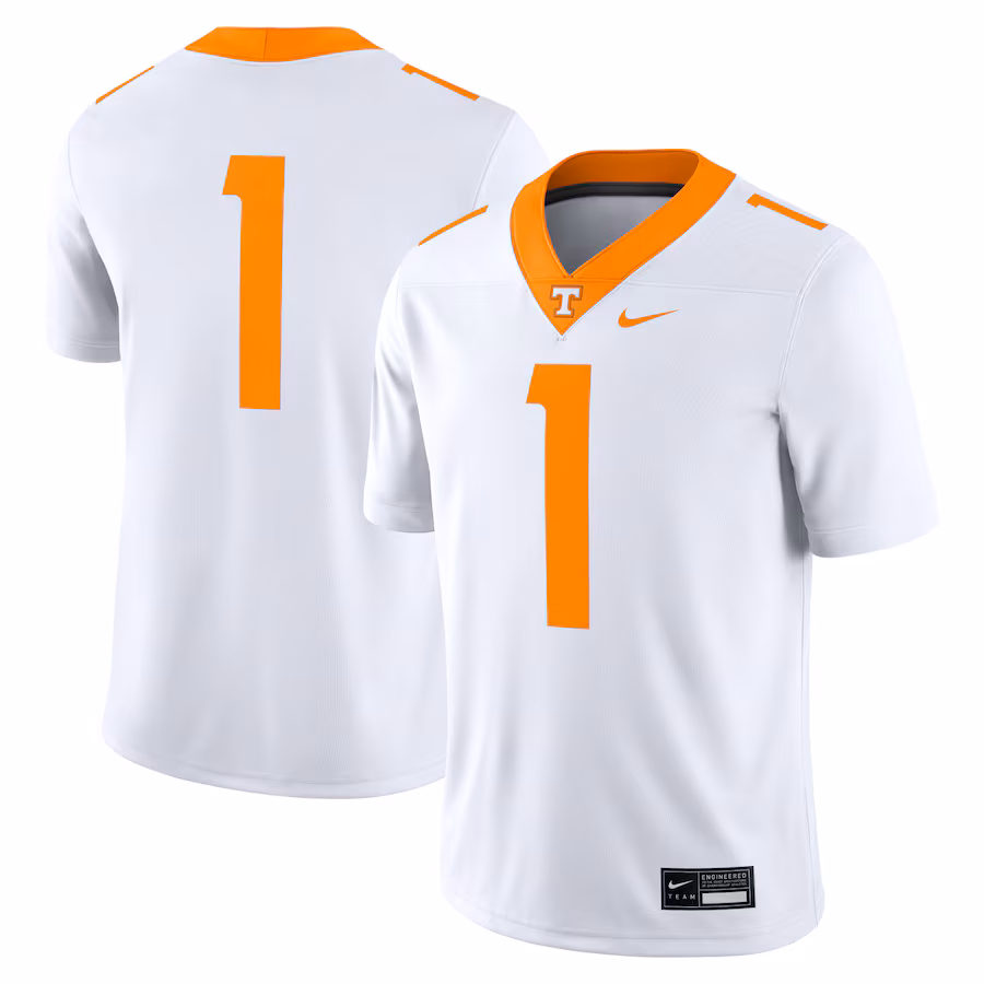 Men's Nike #1 White Tennessee Volunteers Game Jersey - Ujersey Shop