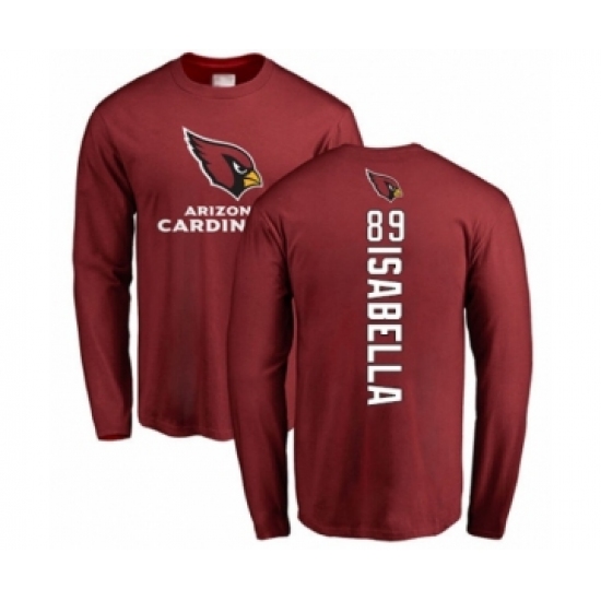 Football Arizona Cardinals #89 Andy Isabella Maroon Backer Long Sleeve T-Shirt - Ujersey Shop