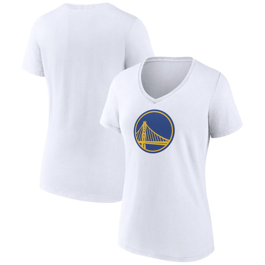 Women's Golden State Warriors  White Alternate Logo V-Neck T-Shirt - Ujersey Shop
