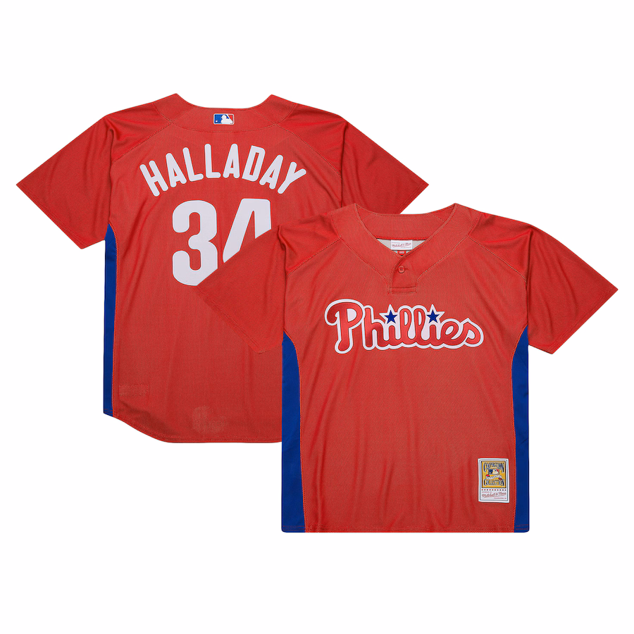 Men's Philadelphia Phillies Roy Halladay Mitchell & Ness Red Cooperstown Collection 2010 Batting Practice Jersey - Ujersey Shop