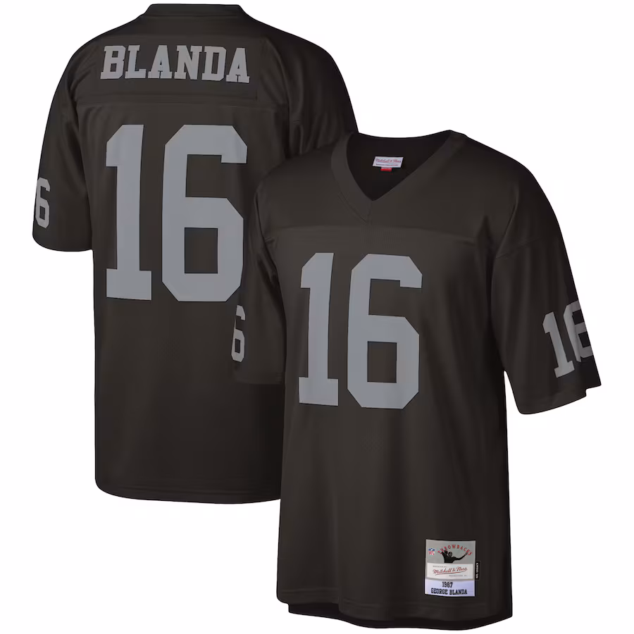 Men's Las Vegas Raiders George Blanda Mitchell & Ness Black Legacy Replica Jersey - Ujersey Shop