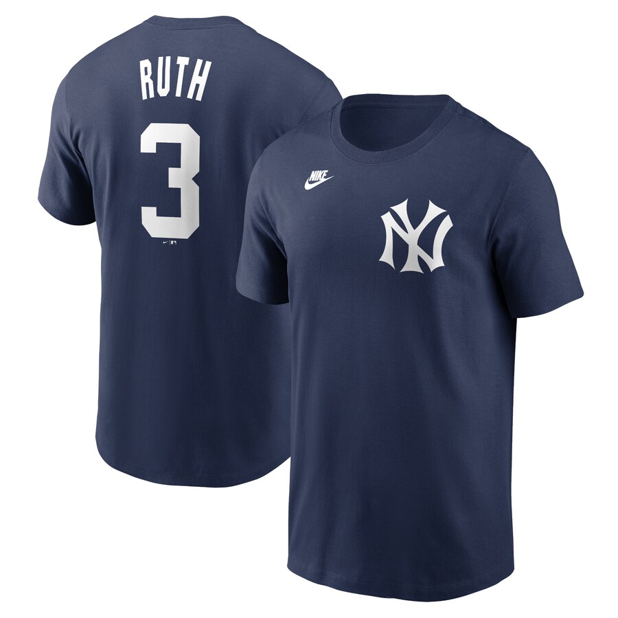 Men's New York Yankees Babe Ruth Nike Navy Fuse Name & Number T-Shirt - Ujersey Shop