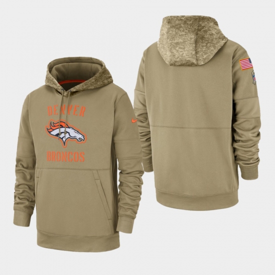 Men's Denver Broncos Tan 2019 Salute to Service Sideline Therma Pullover Hoodie - Ujersey Shop