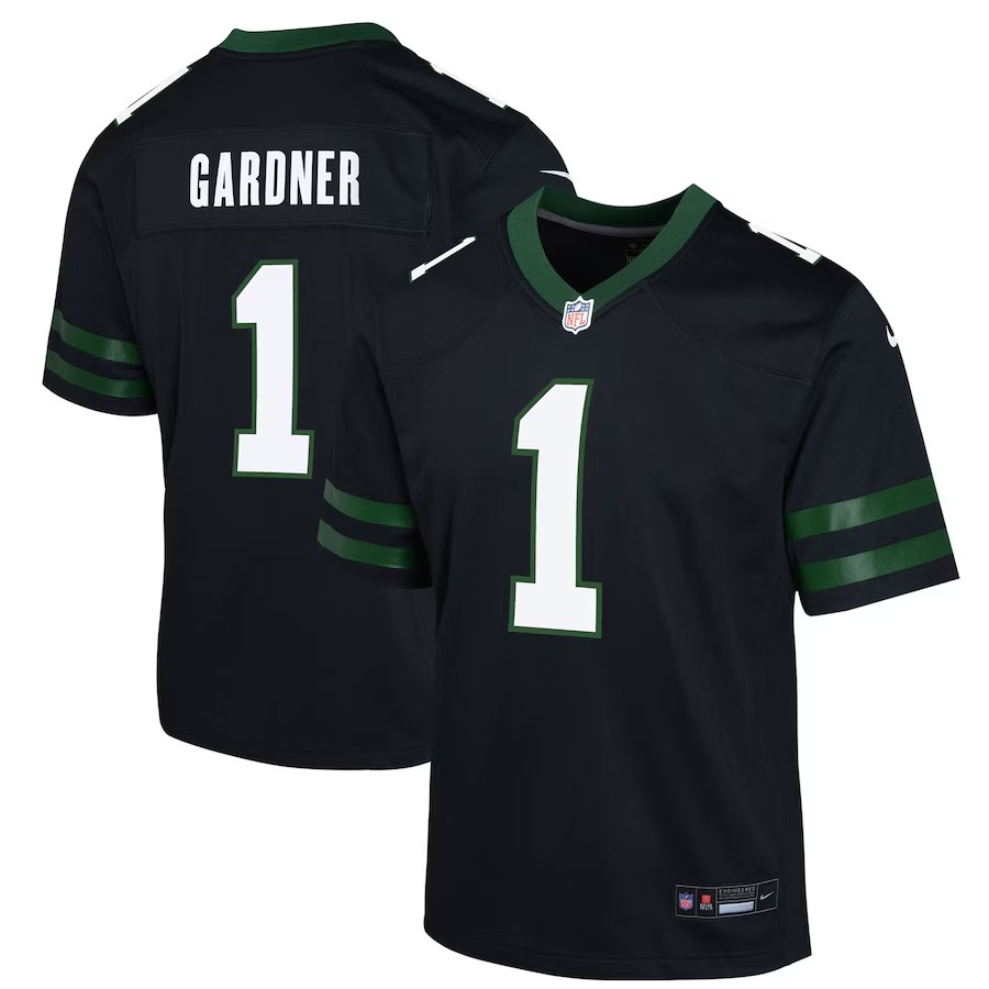 Youth New York Jets Ahmad Sauce Gardner Nike Legacy Black Alternate Game Jersey - Ujersey Shop