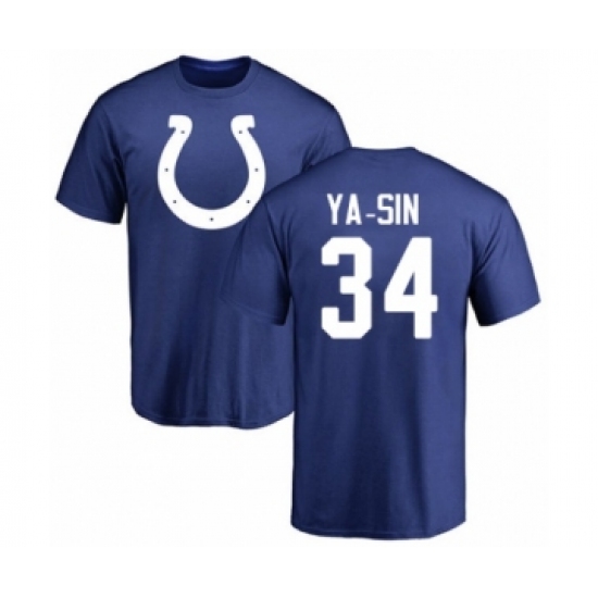 Football Indianapolis Colts #34 Rock Ya-Sin Royal Blue Name & Number Logo T-Shirt - Ujersey Shop