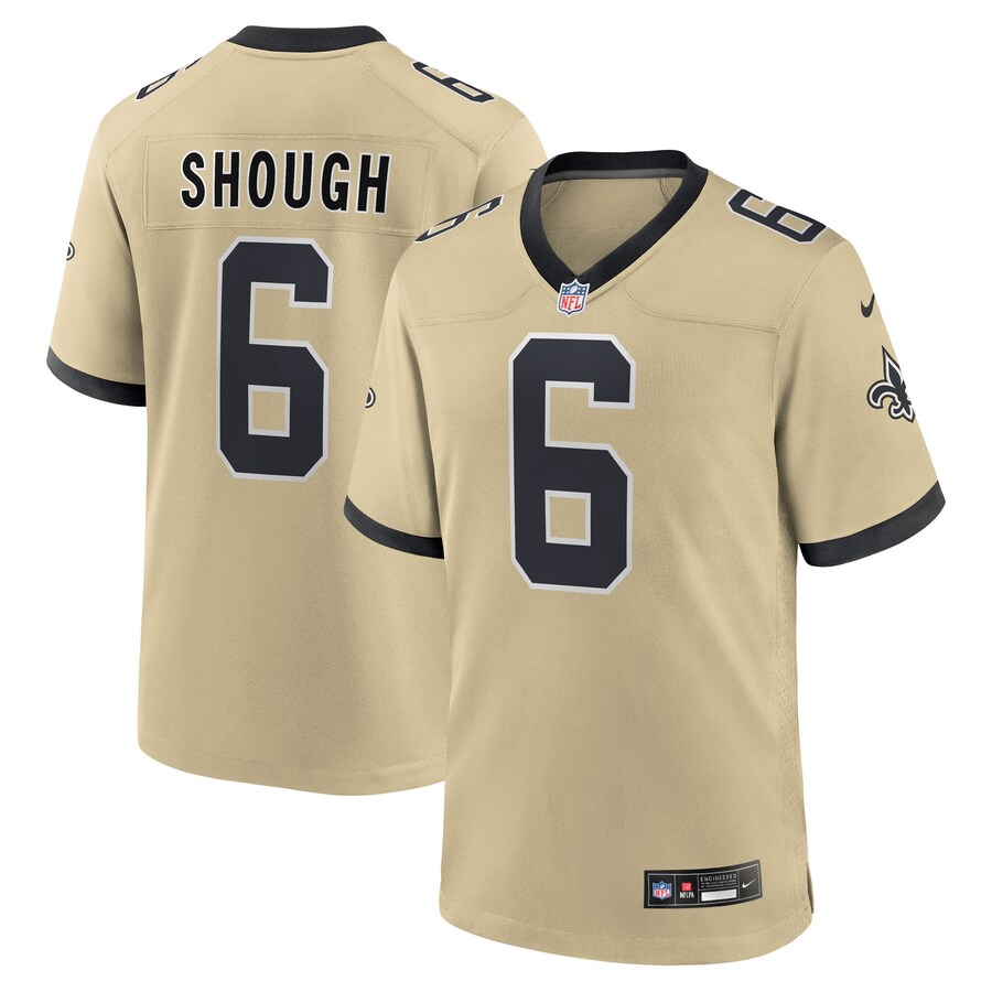 Men's New Orleans Saints Tyler Shough Nike Gold Alternate Game Player Jersey - Ujersey Shop