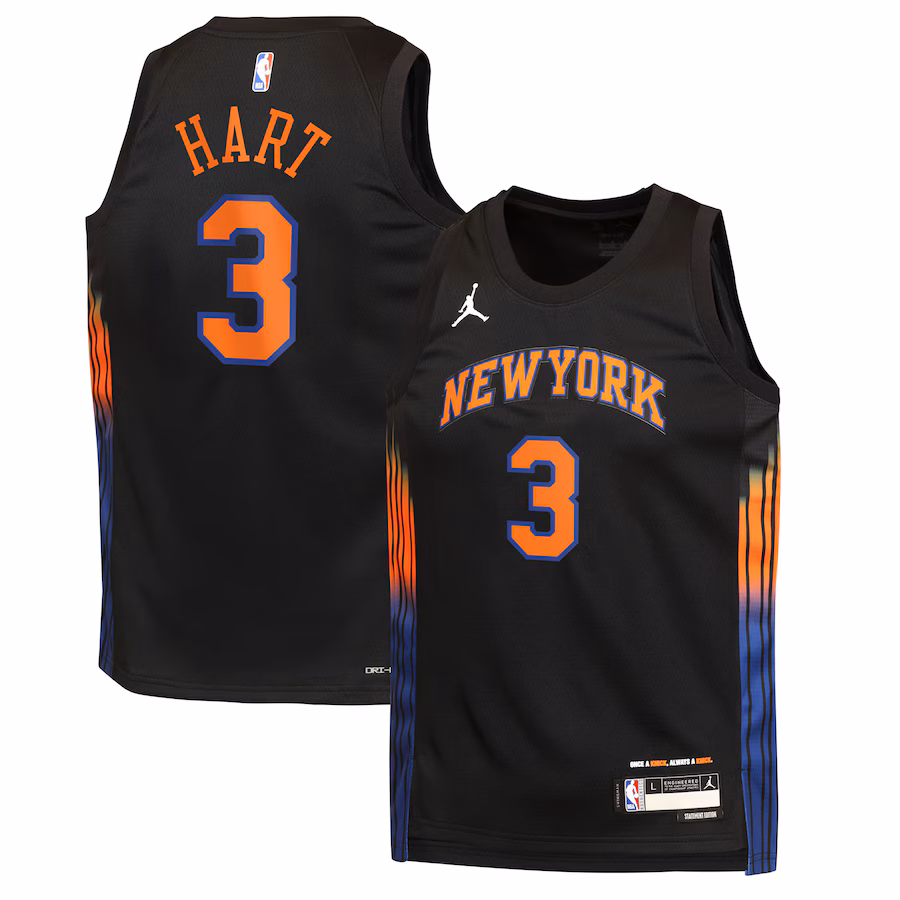 Youth New York Knicks Josh Hart Jordan Brand Black Swingman Jersey - Statement Edition - Ujersey Shop