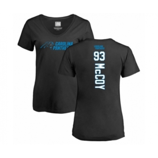 Football Women's Carolina Panthers #93 Gerald McCoy Black Backer T-Shirt - Ujersey Shop