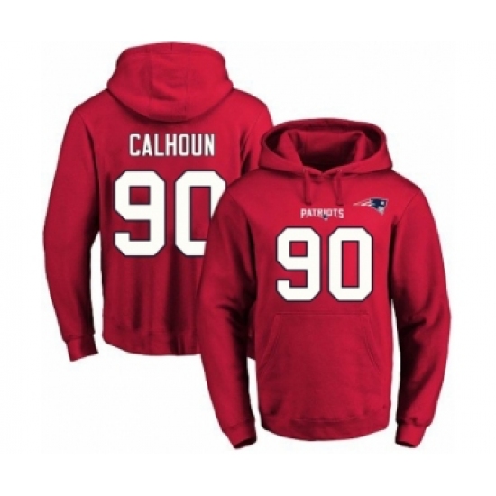 Football Men's New England Patriots #90 Shilique Calhoun Red Name & Number Pullover Hoodie - Ujersey Shop