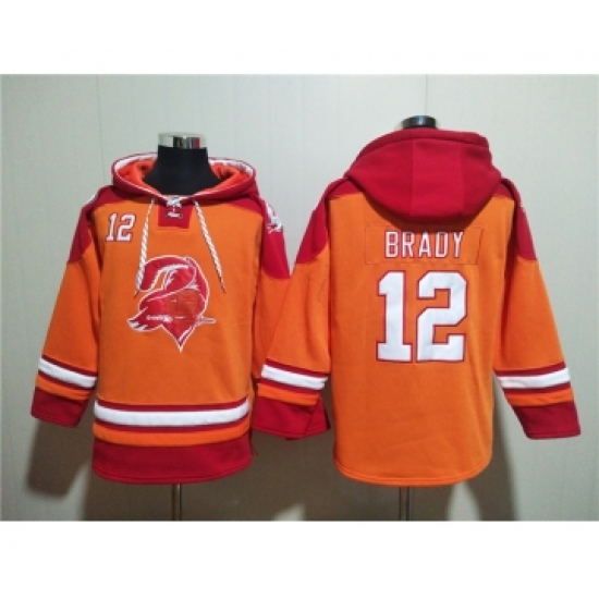 Men's Tampa Bay Buccaneers #12 Tom Brady Orange Red Ageless Must-Have Lace-Up Pullover Hoodie - Ujersey Shop
