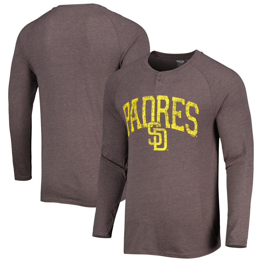 Men's San Diego Padres Concepts Sport Brown Inertia Raglan Long Sleeve Henley T-Shirt - Ujersey Shop