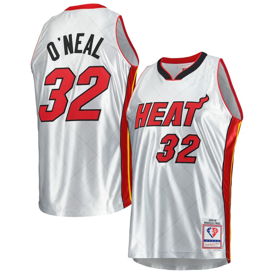 Men's Miami Heat Shaquille O'Neal Mitchell & Ness Platinum 2005/06 Hardwood Classics 75th Anniversary Swingman Jersey - Ujersey Shop