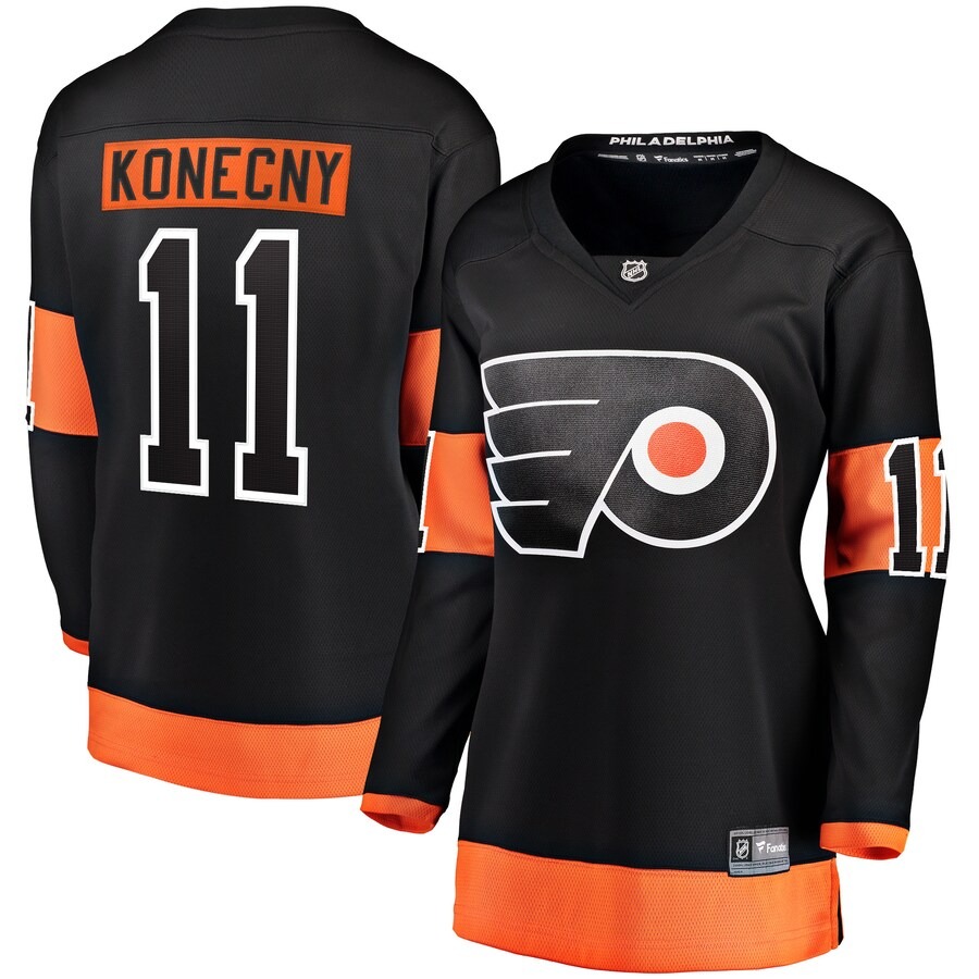 Women's Philadelphia Flyers Travis Konecny Fanatics Branded Black Alternate Premier Breakaway Jersey - Ujersey Shop