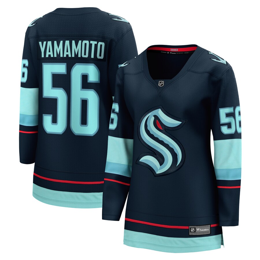 Women's Seattle Kraken Kailer Yamamoto Fanatics Branded Deep Sea Blue Home Breakaway Player Jersey - Ujersey Shop