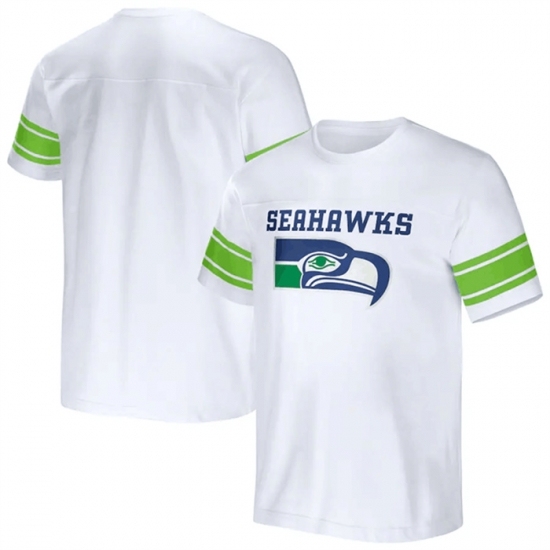 Men's Seattle Seahawks White X Darius Rucker Collection Football Striped T Shirt - Ujersey Shop