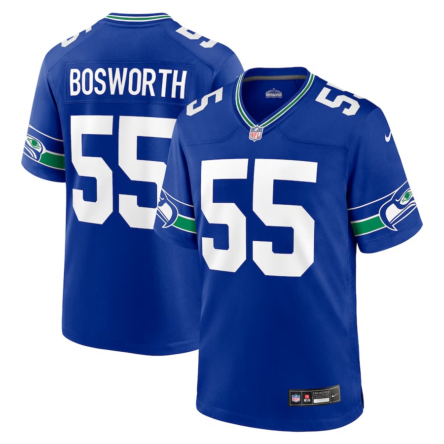 Men's Seattle Seahawks Brian Bosworth Nike Royal Throwback Retired Player Game Jersey - Ujersey Shop