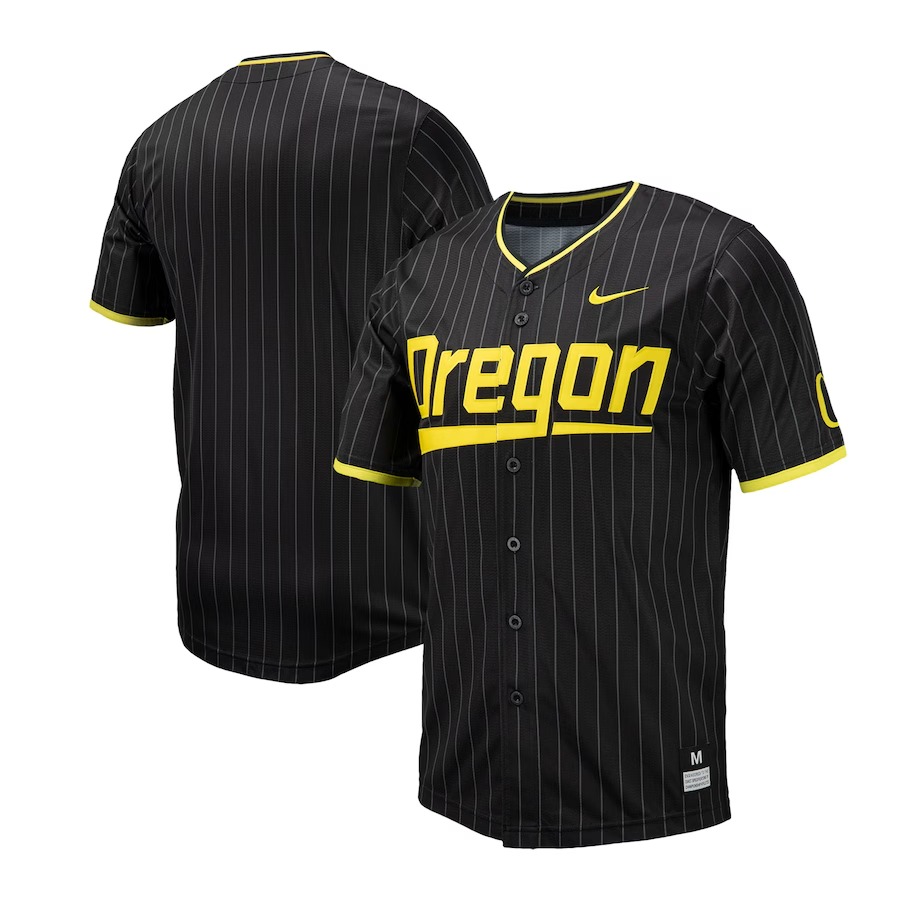 Oregon Ducks Nike Pinstripe Replica Baseball Jersey - Black - Ujersey Shop