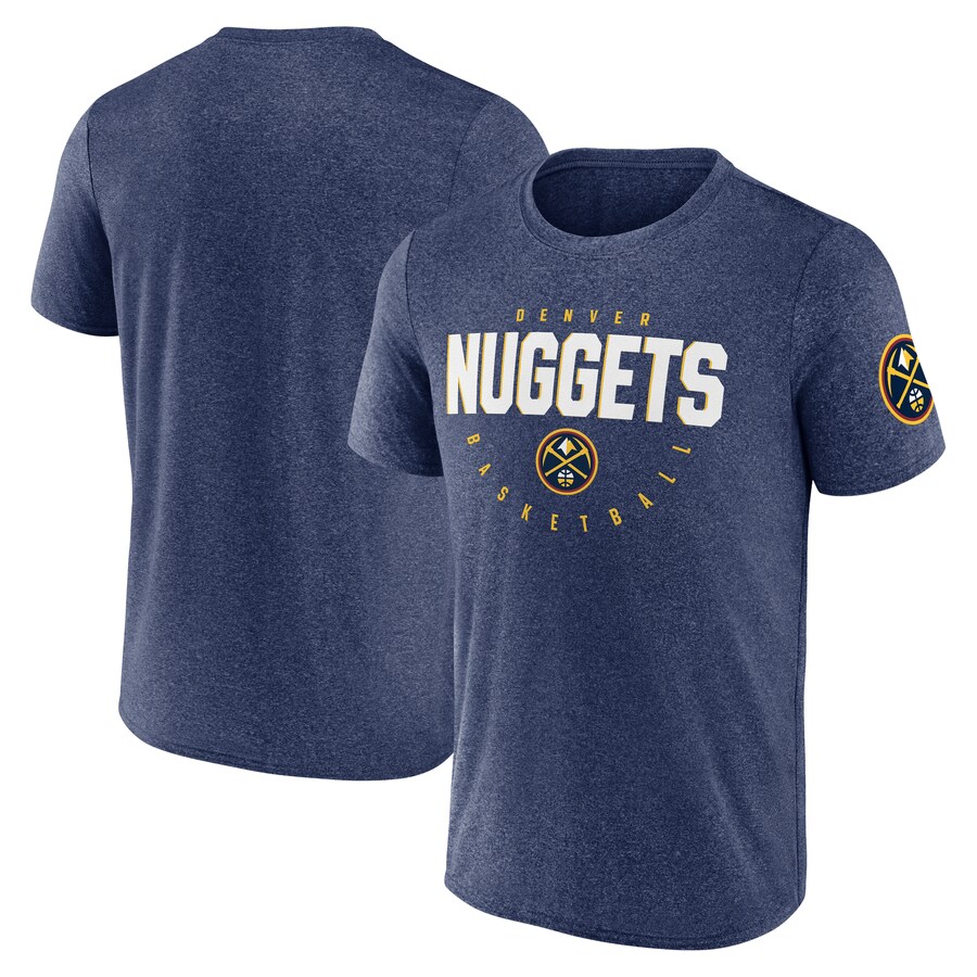 Men's Denver Nuggets Heather Navy Block Practice Performance T-Shirt - Ujersey Shop