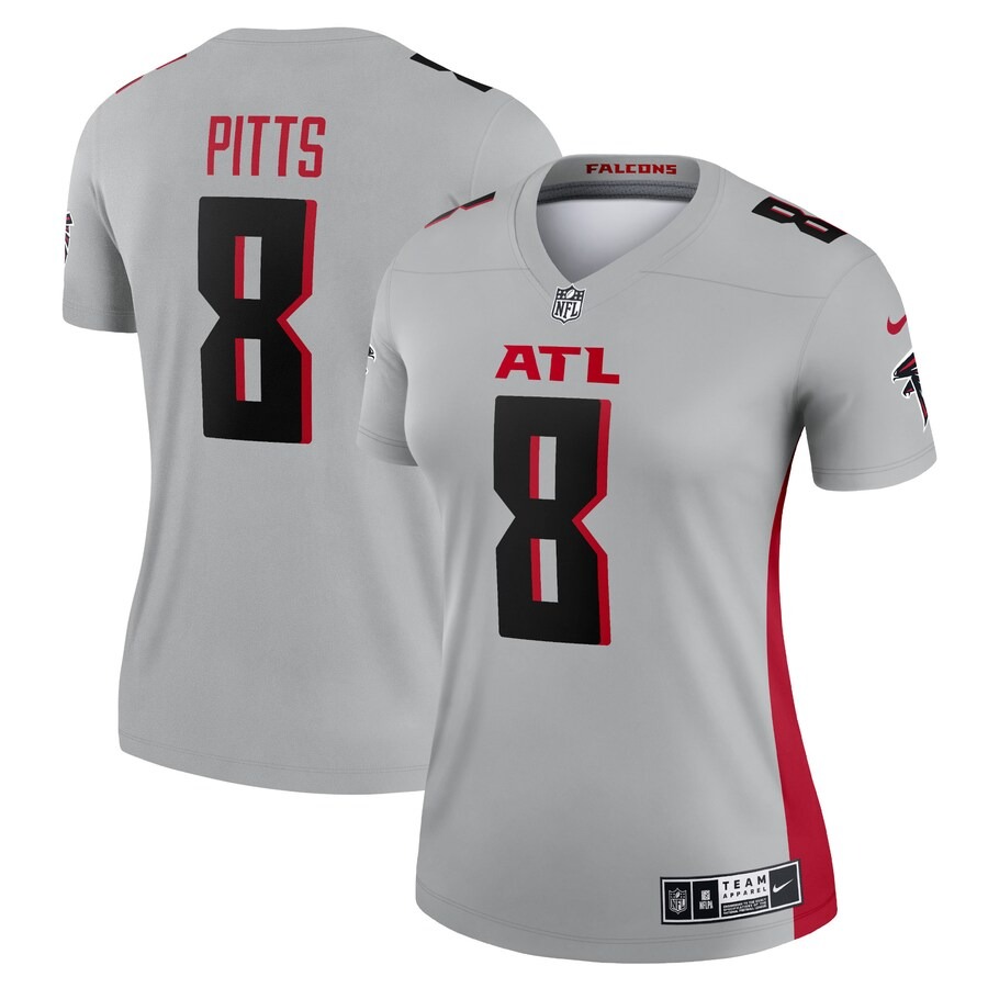Women's Atlanta Falcons Kyle Pitts Nike Gray Inverted Legend Player Performance Top - Ujersey Shop