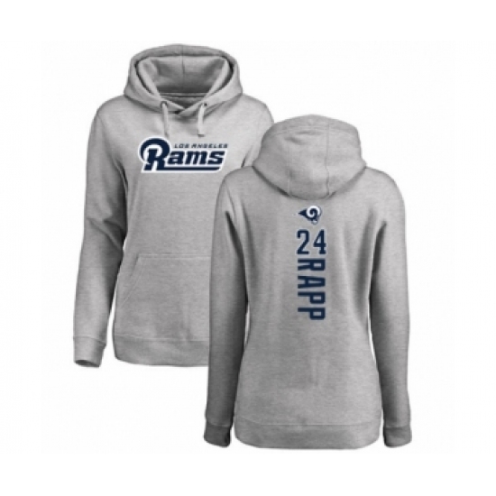 Football Women's Los Angeles Rams #24 Taylor Rapp Ash Backer Pullover Hoodie - Ujersey Shop