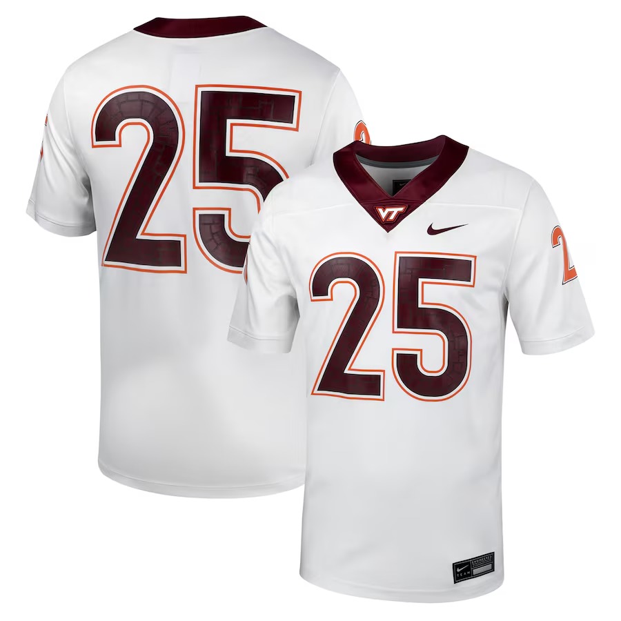 Men's Nike #25 White Virginia Tech Hokies Untouchable Football Jersey - Ujersey Shop