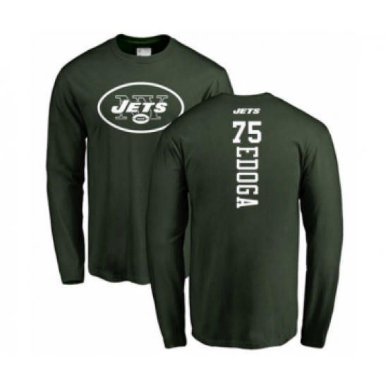 Football New York Jets #75 Chuma Edoga Green Backer Long Sleeve T-Shirt - Ujersey Shop