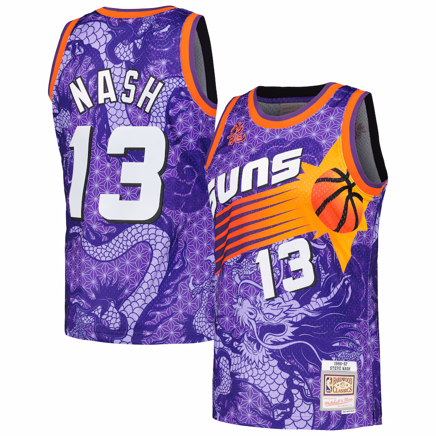 Men's Phoenix Suns Steve Nash Mitchell & Ness Purple 1996/97 Hardwood Classics Asian Heritage 6.0 Swingman Throwback Player Jersey - Ujersey Shop