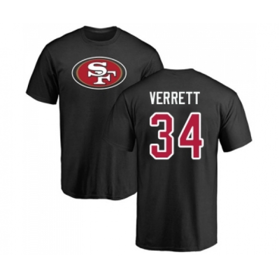 Football San Francisco 49ers #34 Jason Verrett Black Name & Number Logo T-Shirt - Ujersey Shop