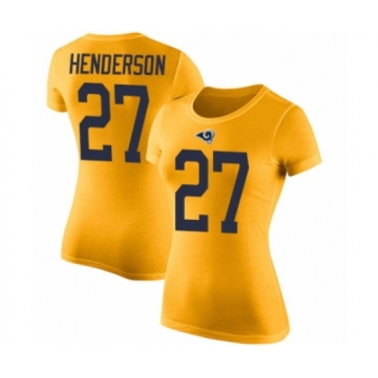 Women's Los Angeles Rams #27 Darrell Henderson Gold Rush Pride Name & Number T-Shirt - Ujersey Shop