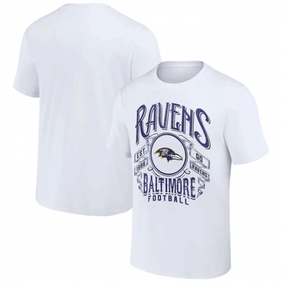Men's Baltimore Ravens White X Darius Rucker Collection Vintage Football T Shirt - Ujersey Shop