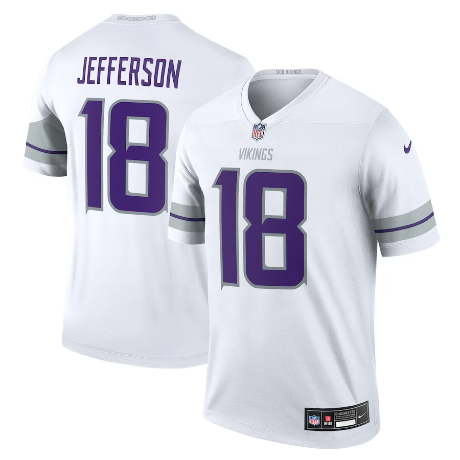 Men's Minnesota Vikings Justin Jefferson Nike White Alternate Legend Player Performance Top - Ujersey Shop