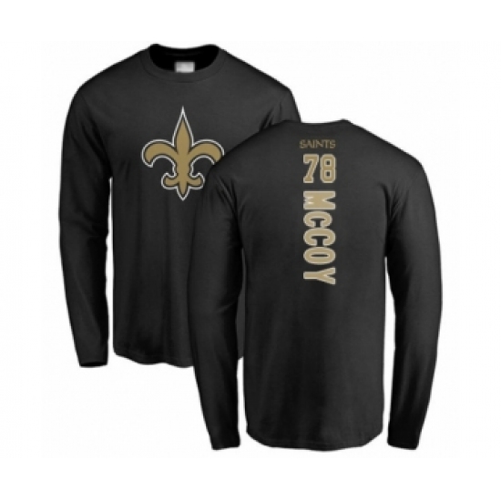 Football New Orleans Saints #78 Erik McCoy Black Backer Long Sleeve T-Shirt - Ujersey Shop