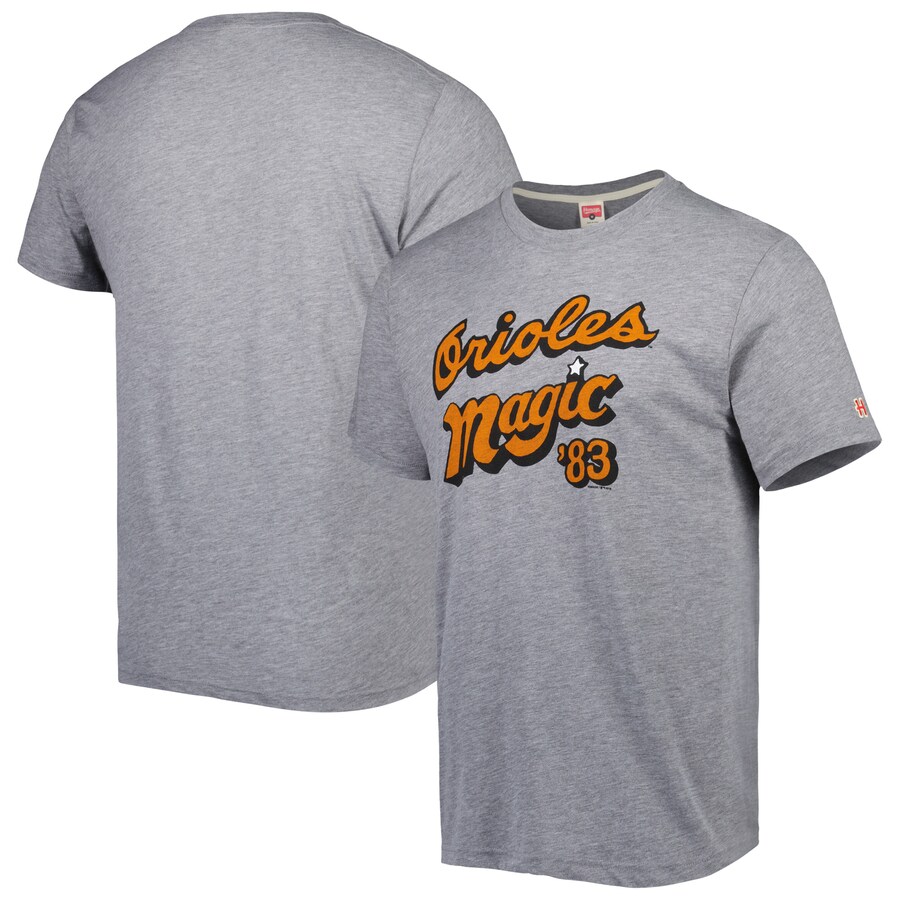 Men's Baltimore Orioles Homage Gray Hyper Local Tri-Blend T-Shirt - Ujersey Shop