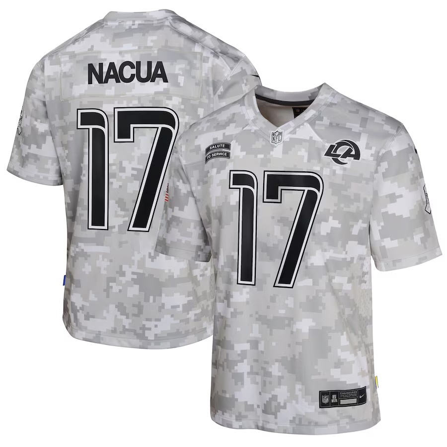 Youth Los Angeles Rams Puka Nacua Nike Arctic Camo 2024 Salute to Service Game Jersey - Ujersey Shop