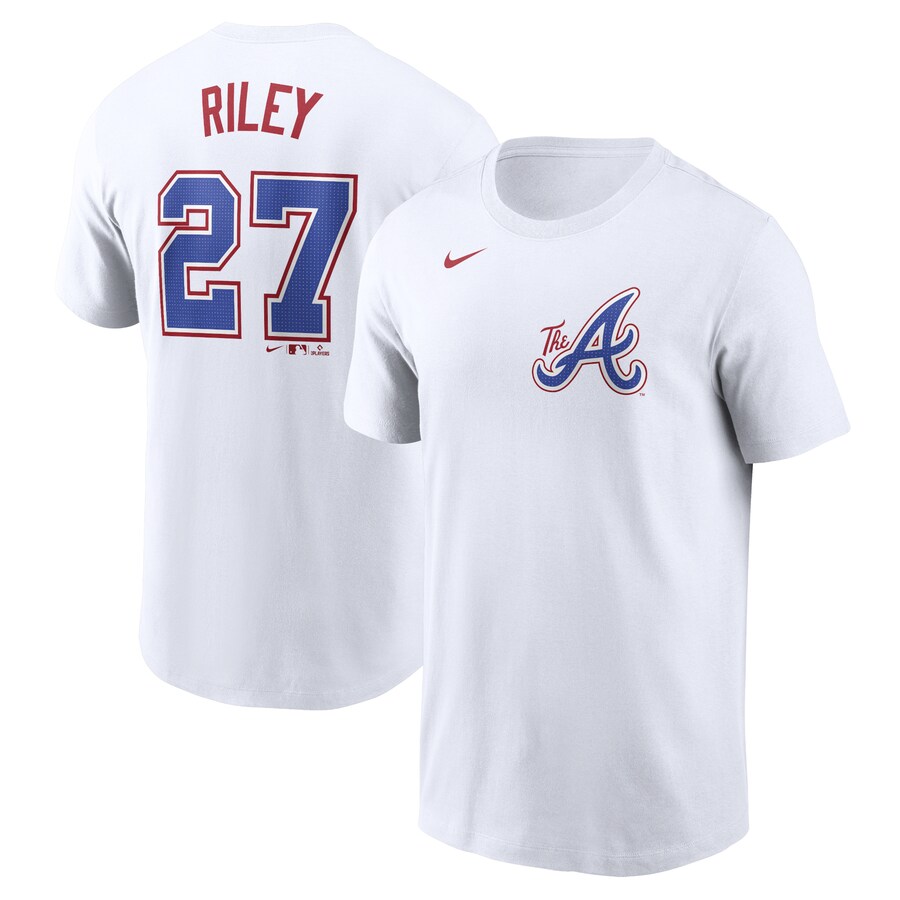 Men's Atlanta Braves Austin Riley Nike White City Connect Fuse Name & Number T-Shirt - Ujersey Shop