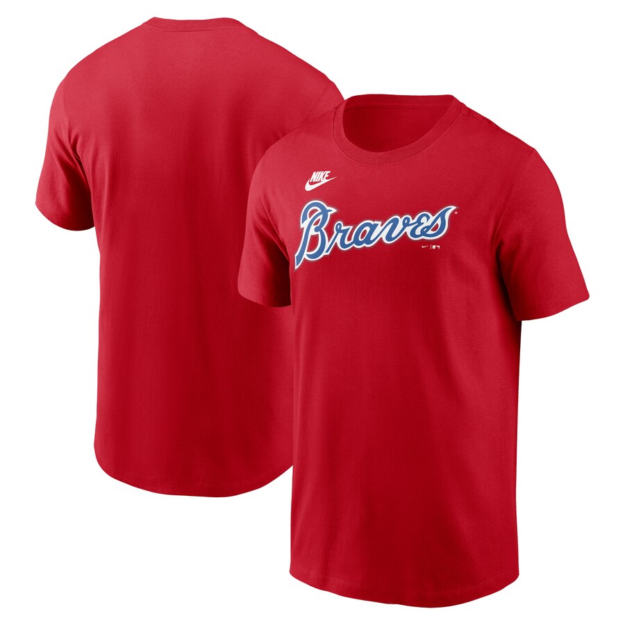 Men's Atlanta Braves Nike Red Cooperstown Wordmark T-Shirt - Ujersey Shop