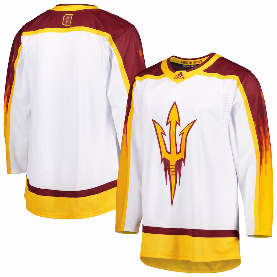 Arizona State Sun Devils adidas Alternate Desert Inferno Hockey Primegreen Jersey - White - Ujersey Shop