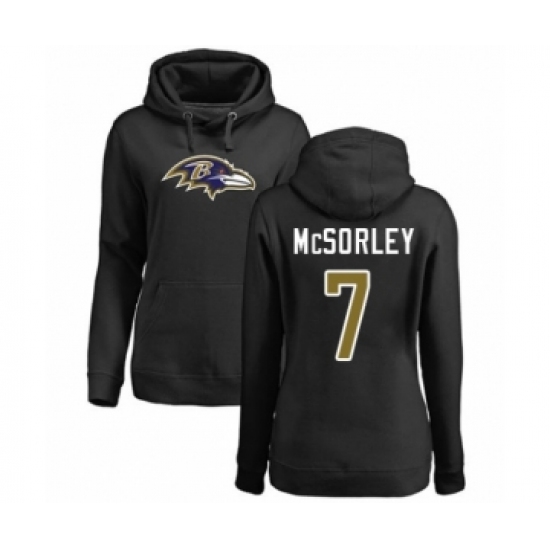 Football Women's Baltimore Ravens #7 Trace McSorley Black Name & Number Logo Pullover Hoodie - Ujersey Shop