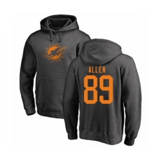 Football Miami Dolphins #89 Dwayne Allen Ash One Color Pullover Hoodie - Ujersey Shop