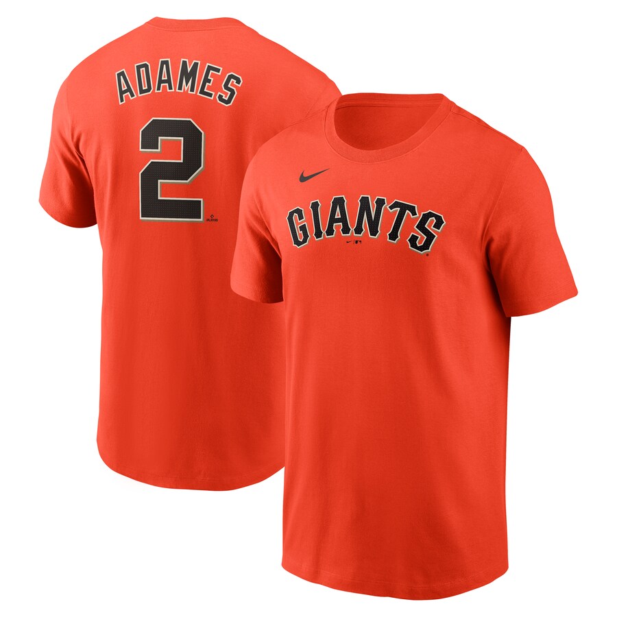 Men's San Francisco Giants Willy Adames Nike Orange Fuse Name & Number T-Shirt - Ujersey Shop