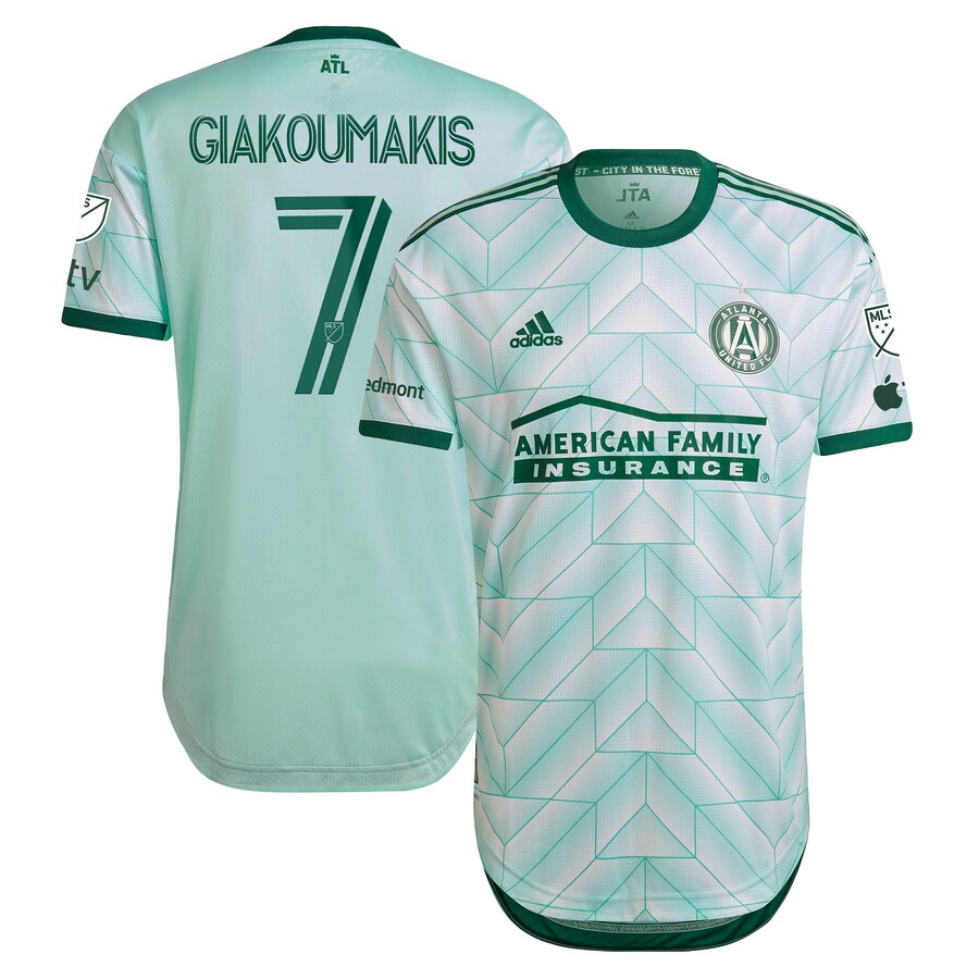 Men's Atlanta United FC Giorgos Giakoumakis adidas Mint 2023 The Forest Kit Authentic Player Jersey - Ujersey Shop