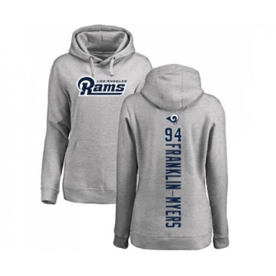 Football Women's Los Angeles Rams #94 John Franklin-Myers Ash Backer Pullover Hoodie - Ujersey Shop