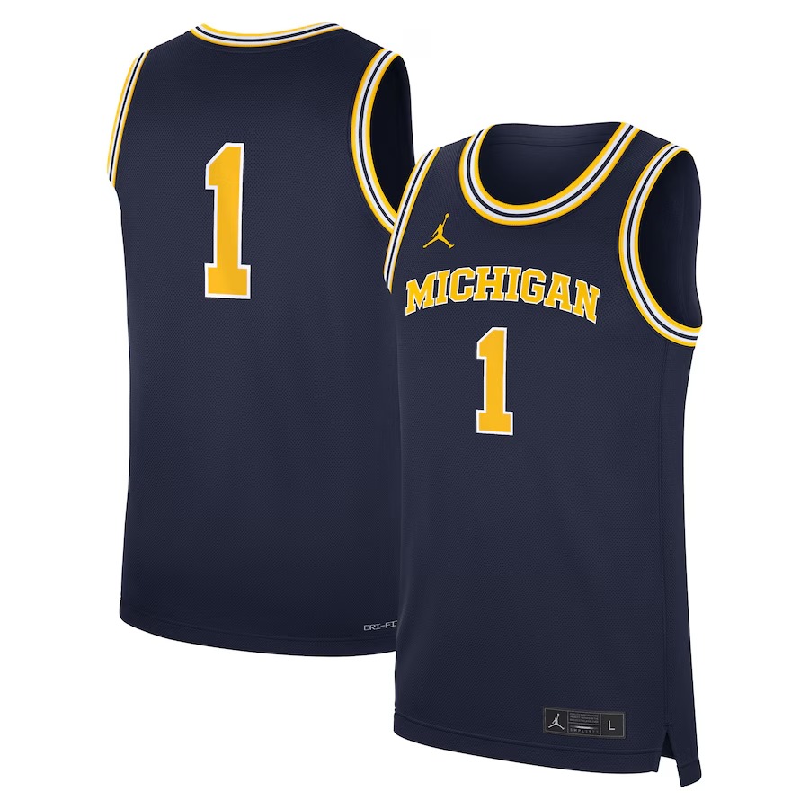 Men's Jordan Brand Navy Michigan Wolverines Road Replica Basketball Jersey - Ujersey Shop