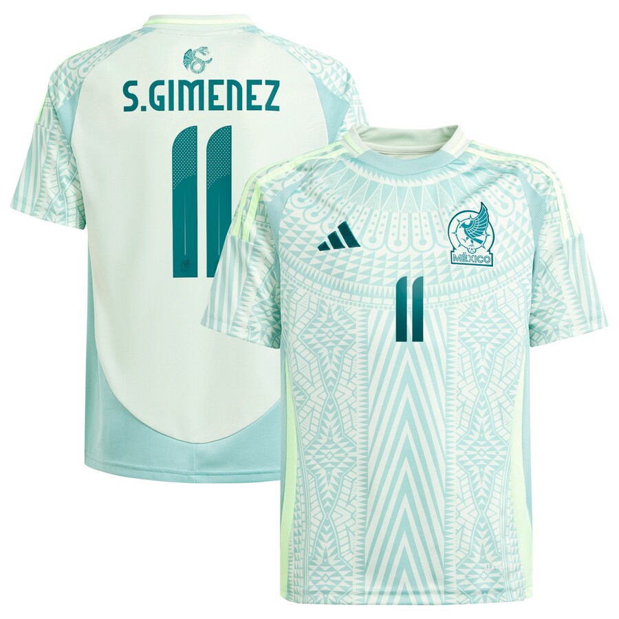 Youth Mexico National Team Santiago Giménez adidas Green 2024 Away Replica Player Jersey - Ujersey Shop