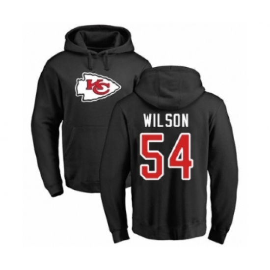 Football Kansas City Chiefs #54 Damien Wilson Black Name & Number Logo Pullover Hoodie - Ujersey Shop