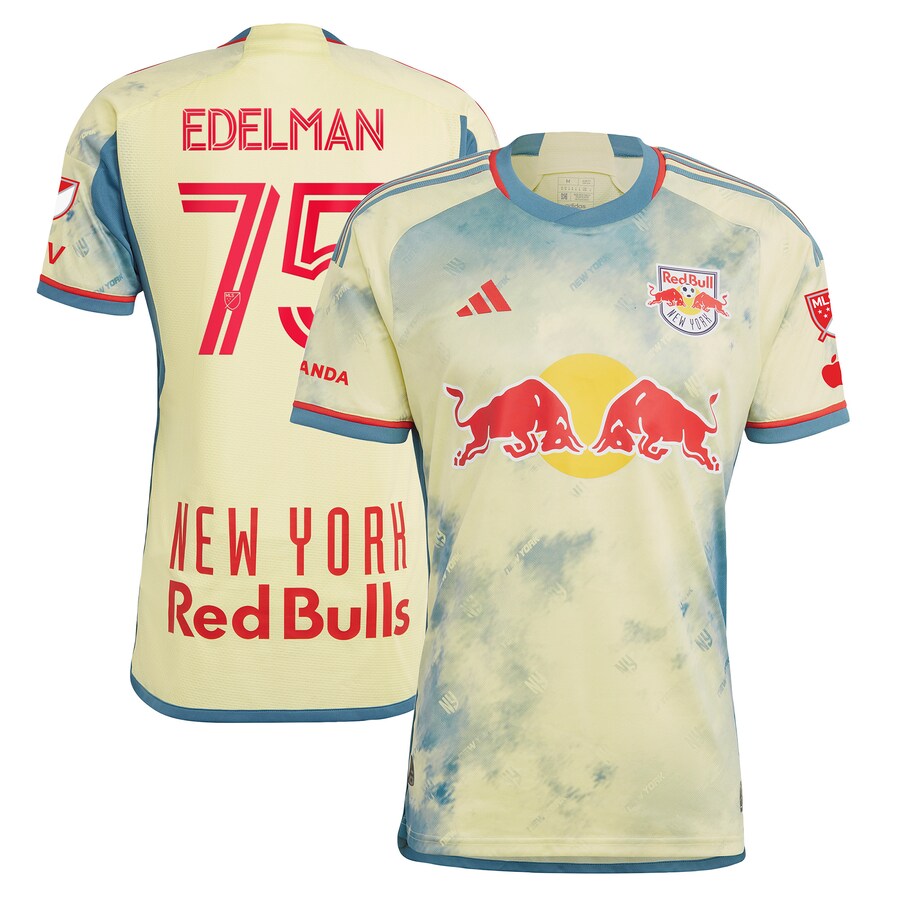 Men's New York Red Bulls Daniel Edelman adidas Yellow 2023 Daniel Patrick Kit Authentic Jersey - Ujersey Shop