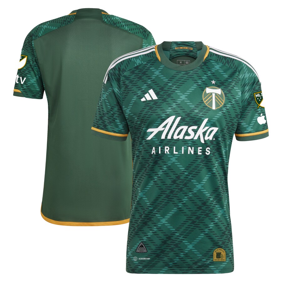 Men's Portland Timbers adidas Green 2023 Portland Plaid Kit Authentic Jersey - Ujersey Shop