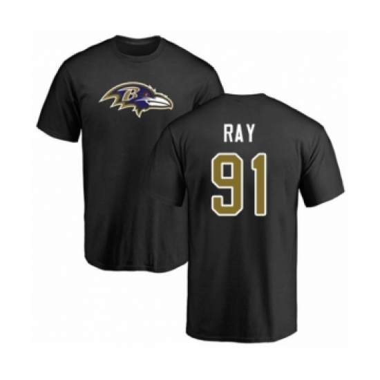 Football Baltimore Ravens #91 Shane Ray Black Name & Number Logo T-Shirt - Ujersey Shop